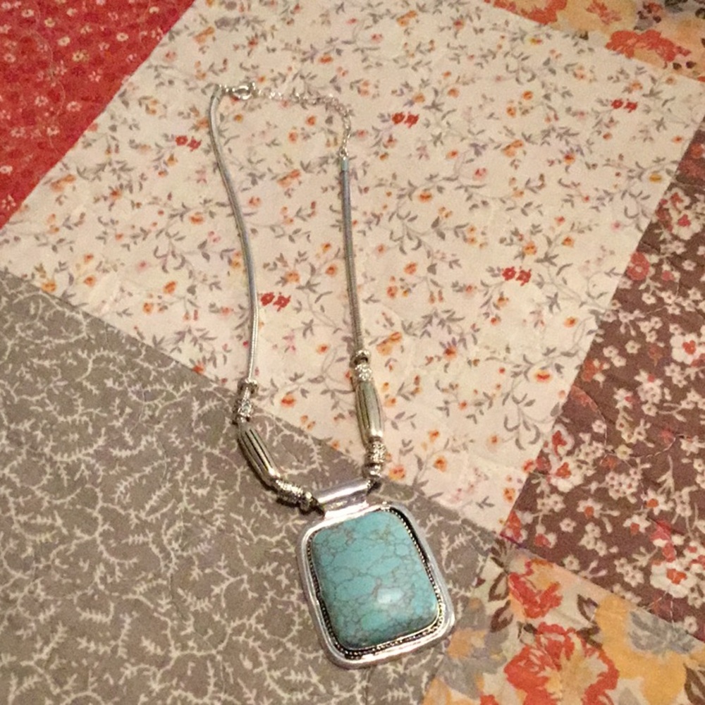 Cute silver and turquoise necklace.